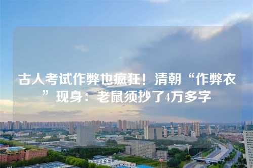 古人考试作弊也疯狂!清朝“作弊衣”现身:老鼠须抄了4万多字