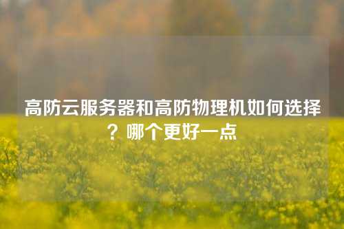 高防云服务器和高防物理机如何选择?哪个更好一点