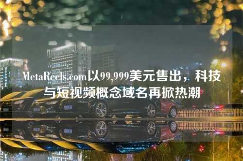 MetaReels.com以99,999美元售出，科技与短视频概念域名再掀热潮